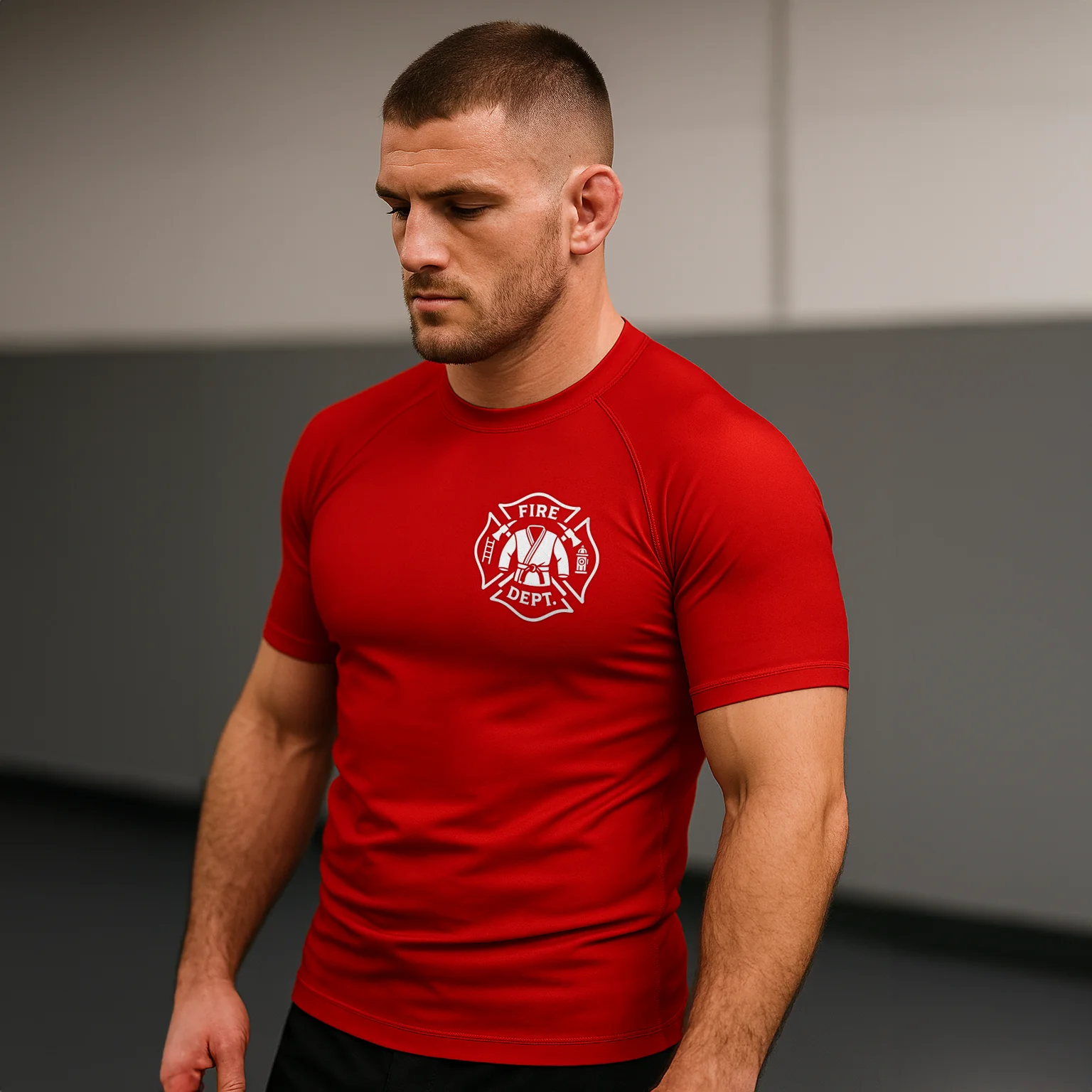 Firefighter Short Sleeve Rashguard - Red - Image 5