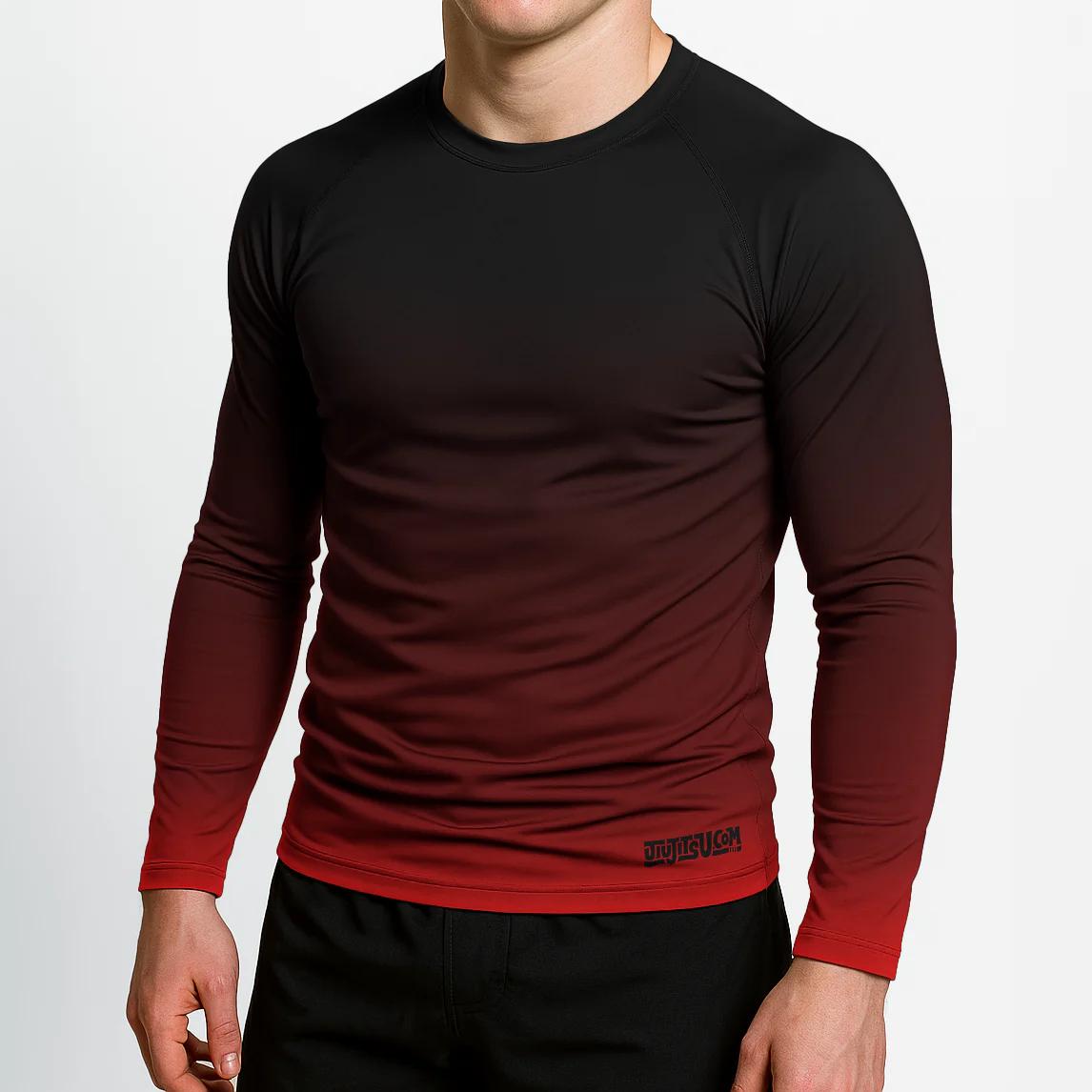 Jiujitsu.com Long Sleeve Ranked Rashguard - Black - Image 2