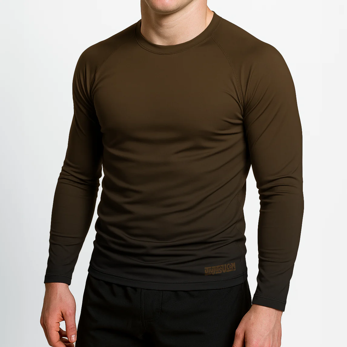 Jiujitsu.com Long Sleeve Ranked Rashguard - Brown - Image 2